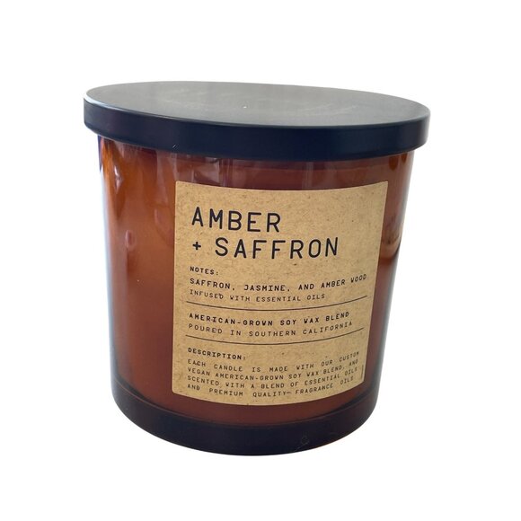 Leoben Company Amber + Saffron Candle 24 Ounce Mahogany Jar Vegan Soy Wax Blend - Picture 1 of 6
